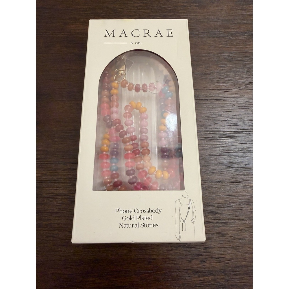Macrae Natural Stones Beaded Crossbody Phone Lanyard Gold‎ Plated NEW